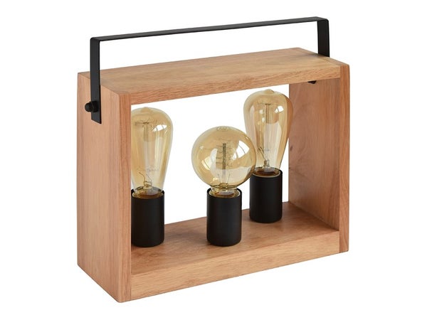 Lampe De Bureau, Factory, E27 À Poser Marron Large Seynave, Métal, Bois