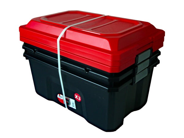 Lot de 3 malles DIY SUNDIS 40L noir/rouge