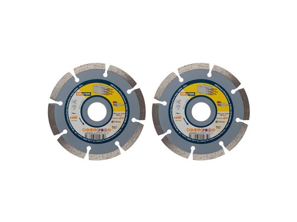 Lot De 2 Disques Diamant Segmentés Pour Béton Dexter, Diam.115 Mm