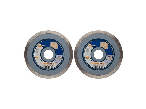 Lot De 2 Disques Diamant Plein Pour Carrelage Dexter, 115 Mm