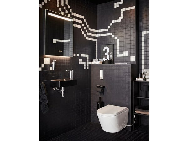 Dérouleur à papier WC métal avec tablette, noir