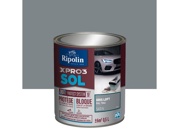 Peinture Sol Extérieur / Intérieur Xpro 3 Ripolin, Gris Loft, 0.5 L