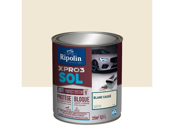 Peinture Sol Extérieur / Intérieur Xpro 3 Ripolin, Blanc Cassé, 0.5 L