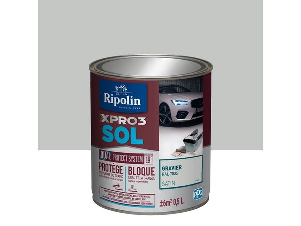 Peinture Sol Extérieur / Intérieur Xpro 3 Ripolin, Gravier, 0.5 L