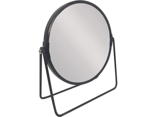 Miroir grossissant x 2 rond à poser, H.16 x l.16 x P.8.5 cm, Basic noir