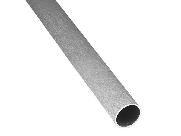 Tube Rond Aluminium Anodisé Gris, L.1 M X L.0.8 Cm X H.0.8 Cm X Diam.8 Mm