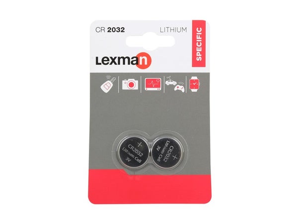 Lot De 2 Piles Lithium Cr2032/Dl2032, 3 V, Lexman