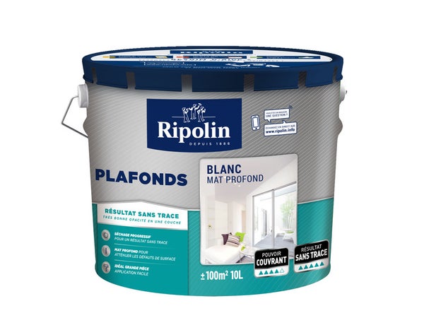 Peinture Plafond Ripolin Xpro3 Blanc Mat, 10 L