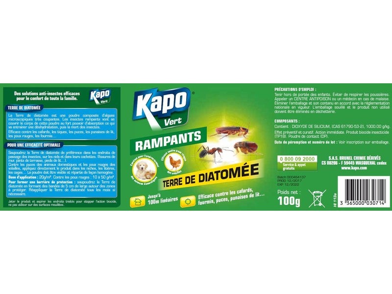 Terre de diatomée traitement rampants KAPO, 100 gr