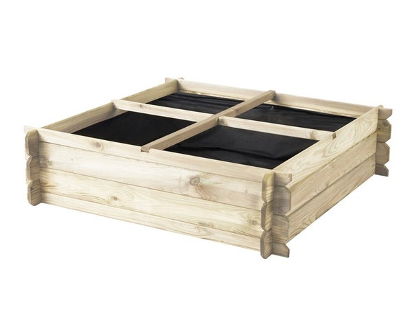 Carré Potager En Bois, Pin, Basil, 1.28 M², 1000X1000X270 Mm
