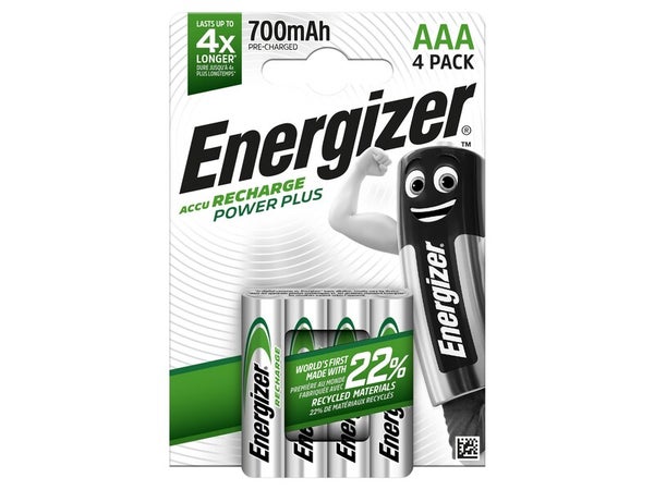 Lot de 4 piles rechargeable AAA Power Plus, ENERGIZER, 700 mAh