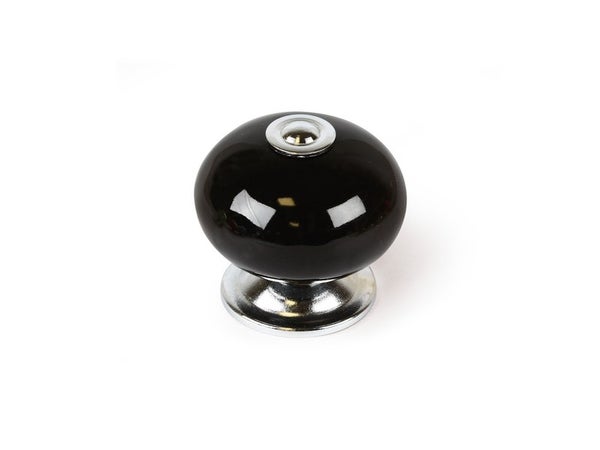 Lot De 4 Boutons De Meuble Boule Noir Porcelaine H.38 X L.40 X P.40 Mm