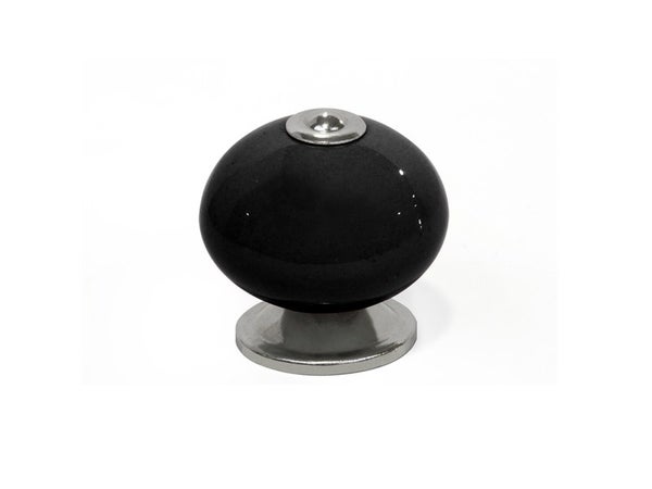 Bouton De Meuble Boule Noir Porcelaine H.38 X L.40 X P.40 Mm