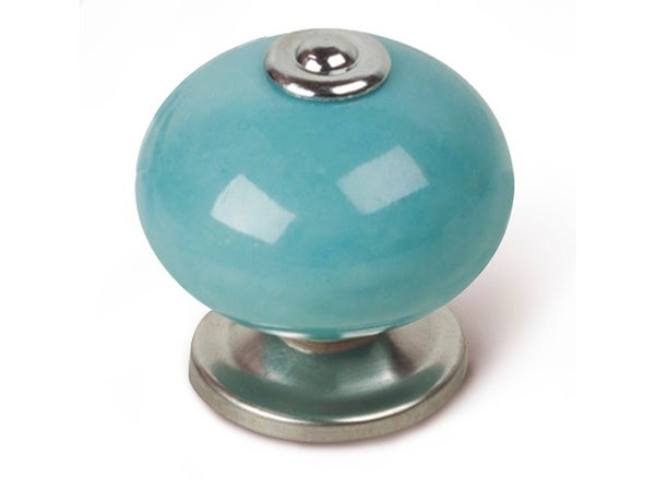 Bouton De Meuble Boule Bleu Porcelaine H.38 X L.40 X P.40 Mm