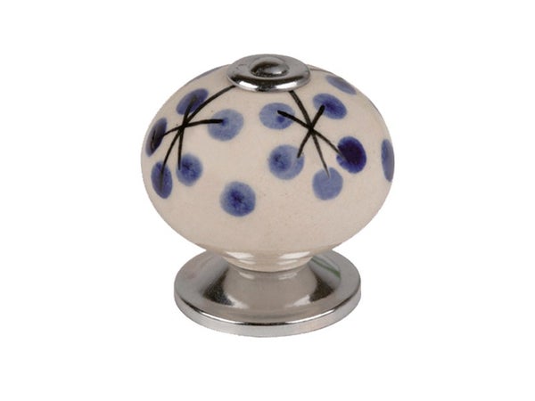 Bouton De Meuble Boule Bleu Porcelaine H.38 X L.40 X P.40 Mm