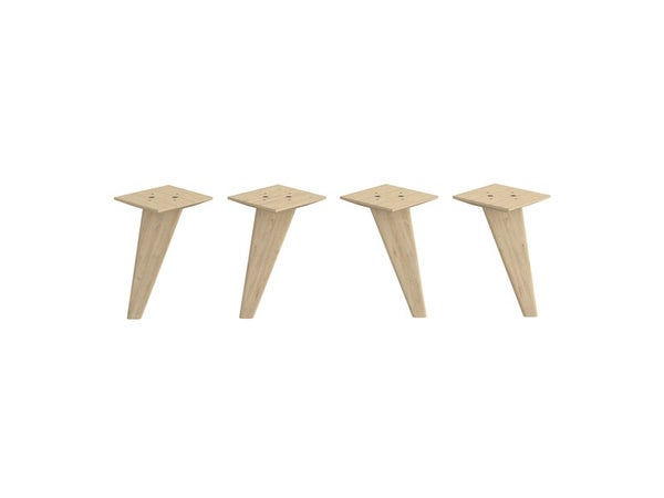 Pied meuble conique SPACEO fixe, H.21 cm bois mat blanc / beige / naturel