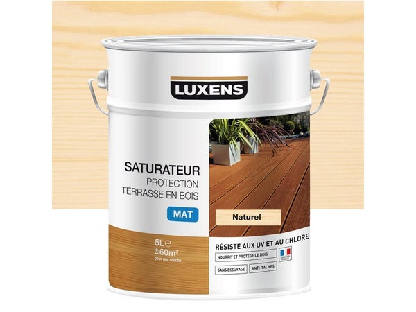 Saturateur Protection Terrasse Bois Luxens, Naturel, Mat 5 L