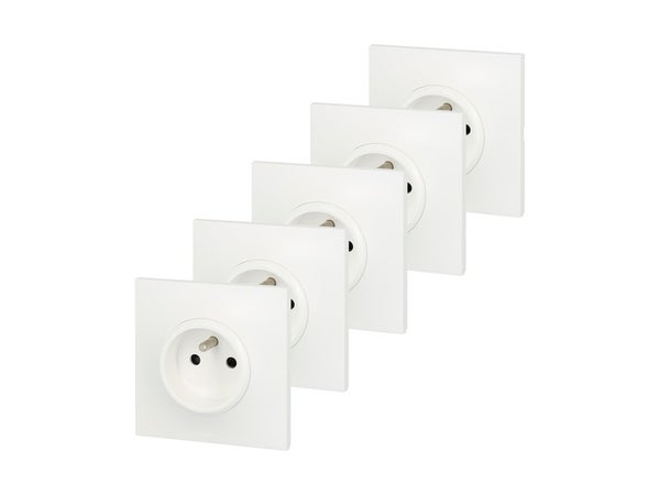 Lot De 5 Prises Avec Terre Neptune, Blanc, Legrand