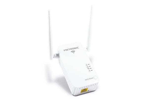 Prise CPL Duo Wi-FI 600 MB/s avec 2 Ports Fast Ethernet 100 MB/s (CPL  Wi-FI) et 1 Port Fast Ethernet 100 MB/s (CPL) et Prise gigogne - Metronic  495469