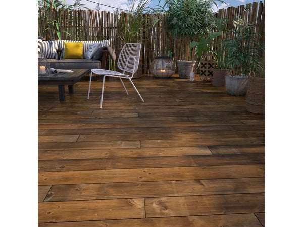 Planche bois oka, L.240 X L.14.5 cm X Ep.28 mm marron