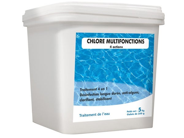 Chlore 4 actions piscine, galet 5 kg