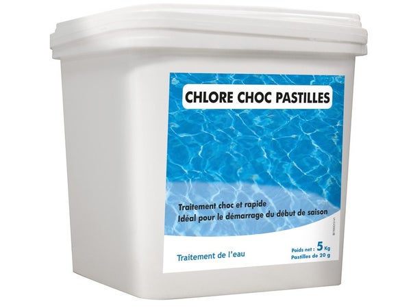Chlore choc piscine, pastille 5 kg