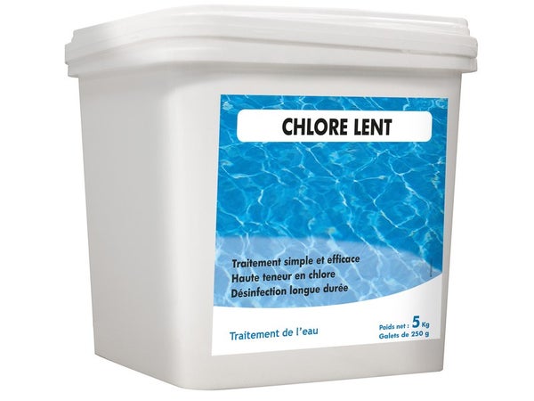 Chlore lent piscine, galet 5 kg