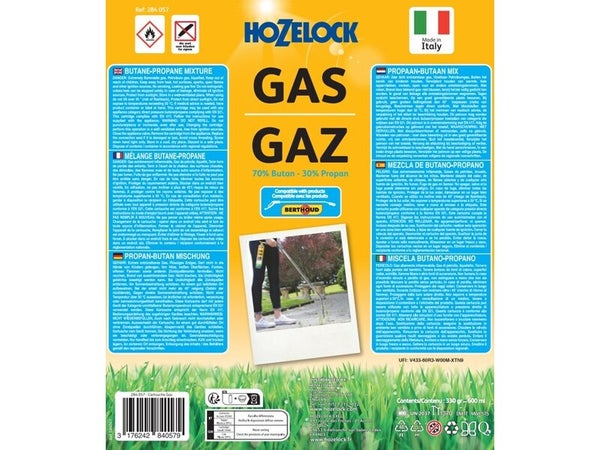 Cartouche de gaz butane/propane 600 ml pour désherbeurs thermiques Hozelock