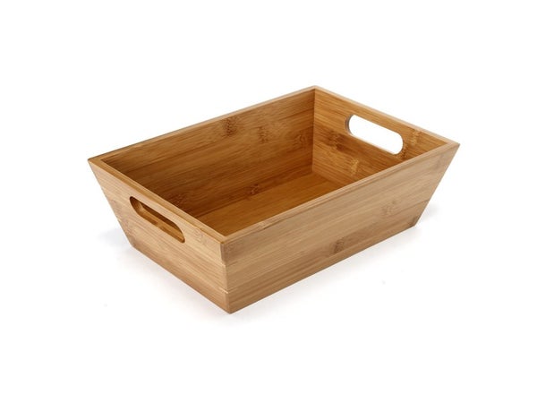 Panier de rangement en bambou, H.10 x l.32 x P.22 cm bois nature