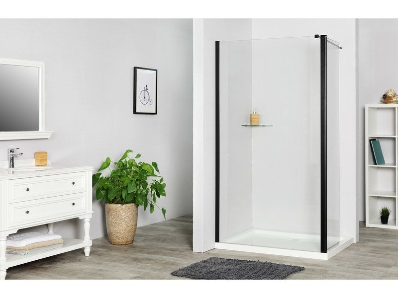 Paroi de douche à l'italienne, l.80 cm + l.40 cm verre transparent 8 mm