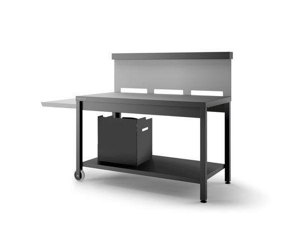 Table Roulante Crédence Pour Plancha Forge Adour, Noir Et Gris Clair Mat
