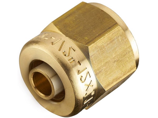 Raccord droit avec écrou libre à compression en laiton femelle pour tube en per, diam. 16 15 x 21