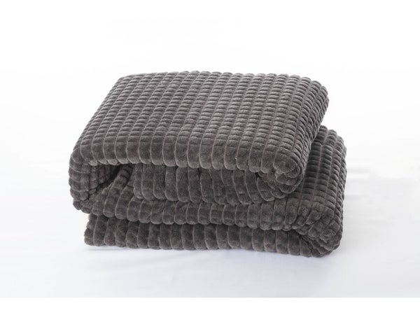 Plaid 3d sherpa, gris l.130 x L.170 cm