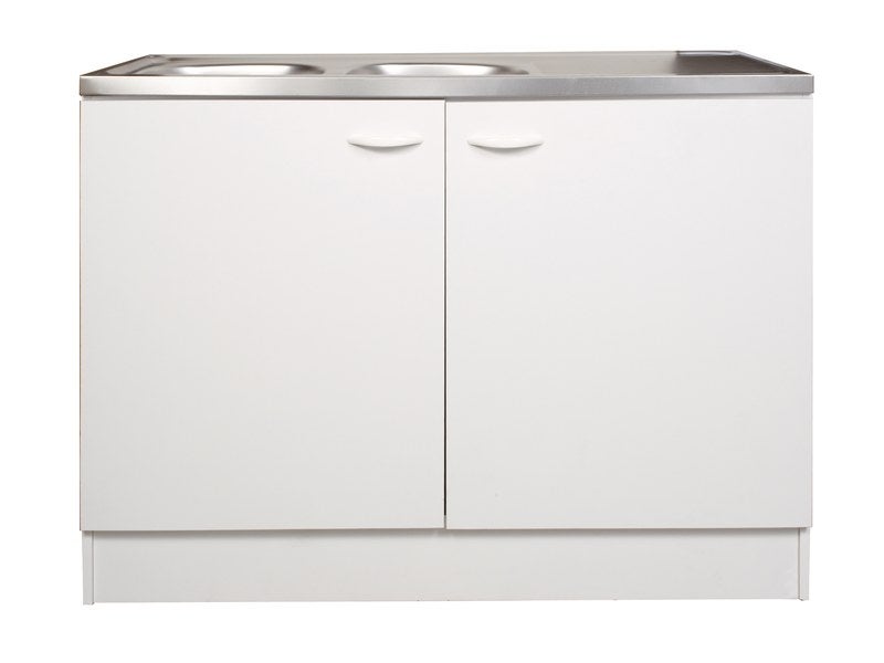 Meuble de cuisine sous-évier 2 portes, blanc, h.86x l.80x p.60cm
