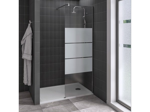 Paroi de douche à l'Italienne verre sérigraphié, L.70 Cm, Ep.6 mm chromé Easy