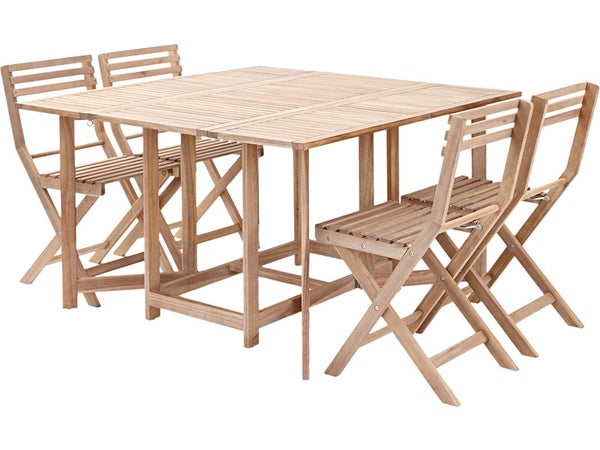 Salon de jardin acacia marron Solis compact, 4 personnes