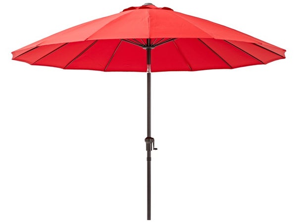 Parasol pied central NATERIAL Sinae rouge rond, L.252 x l.252 cm