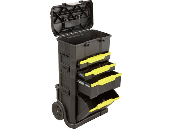 Servante De Chantier + Boîte À Outils Stanley Plastique, 4 Tiroirs 50 Cm