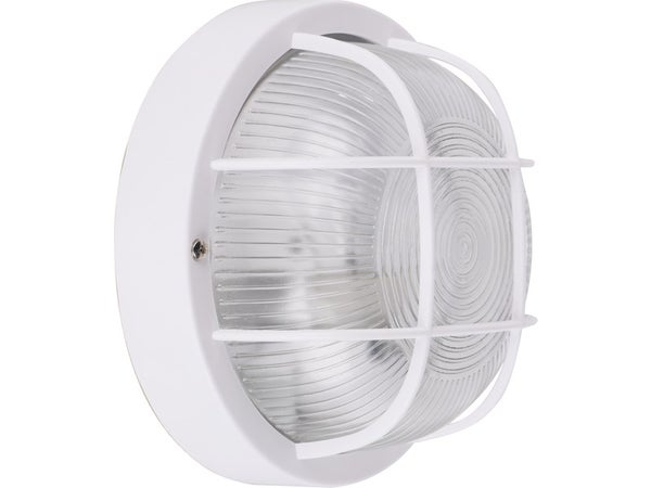 Hublot E27 Avec Grillage, Max 60 W, Sans Ampoule, Rond, Blanc