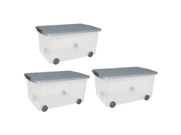 lot de 3 boites SCOTTI plastique transparent l.60 x P.39 x H.31 cm cm