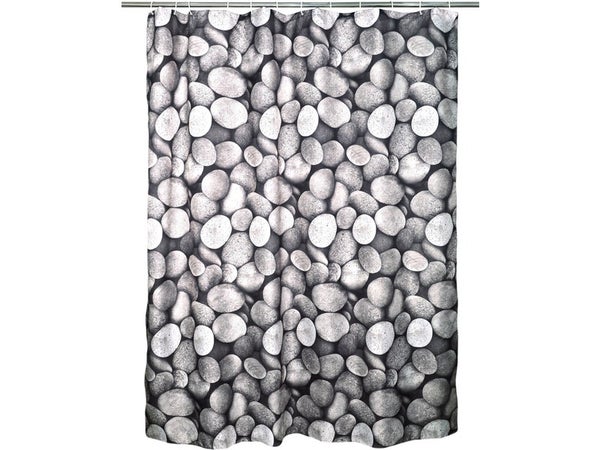 Rideau de douche en textile L.180 x H.200 cm, galet SENSEA