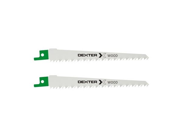 Lot De 2 Lames Bois Coupe Droite 6-100 Mm Dexter Pour Scie Sabre