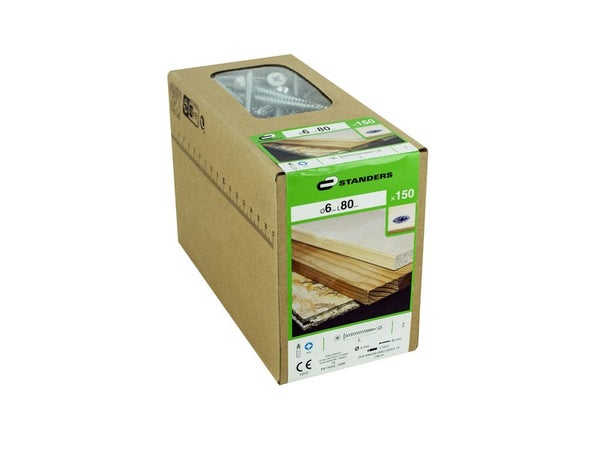 Lot De 150 Vis Acier Tête Fraisée Standers, Diam.6 Mm X L.80 Mm
