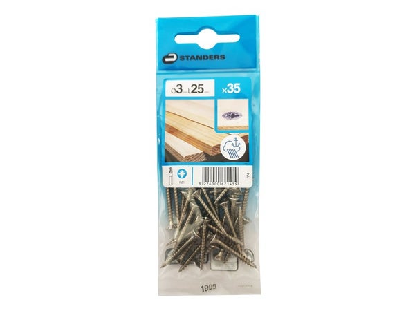 Lot De 35 Vis Inox Tête Fraisée Standers, Diam.3 Mm X L.25 Mm
