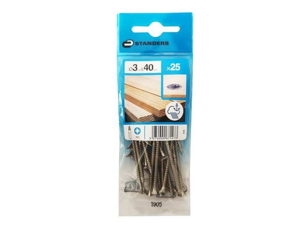 Lot De 25 Vis Inox Tête Fraisée Standers, Diam.3 Mm X L.40 Mm