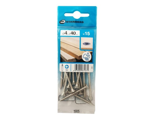 Lot De 15 Vis Inox Tête Fraisée Standers, Diam.4 Mm X L.40 Mm
