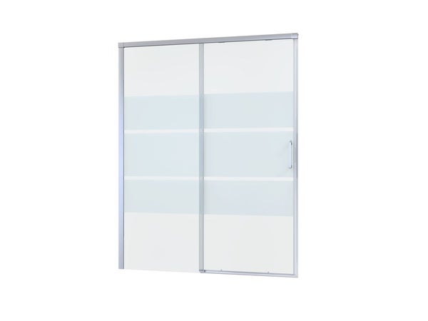 Porte de douche coulissante sérigraphiée, chromée 160 cm, REMIX