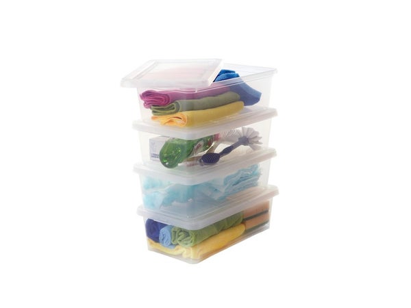  Lot De 4 Boites Iris Plastique Transparent L.19 X P.34 X H.11 Cm Cm, 5 L