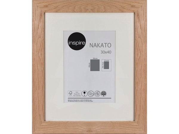 Cadre Nakato, l.30 x H.40 cm, bois chêne, INSPIRE