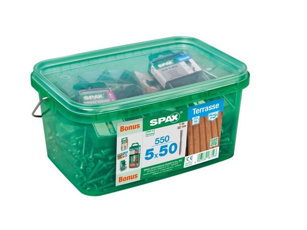 Lot De 550 Vis Terrasse Inox Tête Cylindrique Étoile Spax, Diam.5 Mm X L.50 Mm